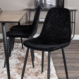 Jídelní stůl Silar - 180 cm - "Wood Look" melamin / černé nohy+jídelní židle Polar Diamond - černé nohy - Black Velvet_6