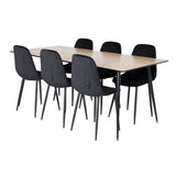 Jídelní stůl Silar - 180 cm - "Wood Look" melamin / černé nohy+jídelní židle Polar Diamond - černé nohy - Black Velvet_6