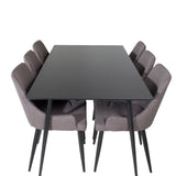 Jídelní stůl Silar - 180 cm - Černý melamin / Černé nohy +Plaza - Jídelní židle - Černá/Tmavě šedá _6