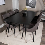 Jídelní stůl Silar - 180 cm - Černý melamin / Černé nohy +Plaza - Jídelní židle - Černá/Tmavě šedá _6