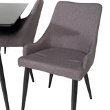 Jídelní stůl Silar - 180 cm - Černý melamin / Černé nohy +Plaza - Jídelní židle - Černá/Tmavě šedá _6