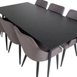 Jídelní stůl Silar - 180 cm - Černý melamin / Černé nohy +Plaza - Jídelní židle - Černá/Tmavě šedá _6