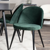 Jídelní stůl Silar - 180 cm - černý melamin / černé nohy + sametová jídelní židle - zelená / černá_6