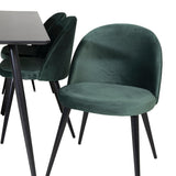 Jídelní stůl Silar - 180 cm - černý melamin / černé nohy + sametová jídelní židle - zelená / černá_6