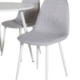 Kulatý stůl Plaza 100 cm - Bílá deska / Bílé nohy+jídelní židle Polar - Bílé nohy - Světle šedá látka_4