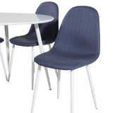 Kulatý stůl Plaza 100 cm - Bílá deska / Bílé nohy + Jídelní židle Polar - Bílé nohy - Modrá látka_4
