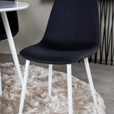 Kulatý stůl Plaza 100 cm - Bílá deska / Bílé nohy + Jídelní židle Polar - Bílé nohy - Černá Fabric_4