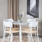 Kulatý stůl Plaza 100 cm - Bílá deska / Bílé nohy + Jídelní židle Polly - Bílá / Přírodní _4