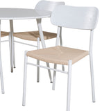 Kulatý stůl Plaza 100 cm - Bílá deska / Bílé nohy + Jídelní židle Polly - Bílá / Přírodní _4