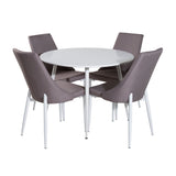 Kulatý stůl Plaza 100 cm - Bílá deska / Bílé nohy +Leone 2.0 Polar Grey - Bílé nohy _4