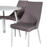 Kulatý stůl Plaza 100 cm - Bílá deska / Bílé nohy +Leone 2.0 Polar Grey - Bílé nohy _4