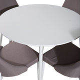 Kulatý stůl Plaza 100 cm - Bílá deska / Bílé nohy +Leone 2.0 Polar Grey - Bílé nohy _4