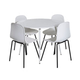 Kulatý stůl Plaza 100 cm - Bílá deska / Bílé nohy+Arktická jídelní židle - Černé nohy - Bílý Plast_4