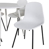 Kulatý stůl Plaza 100 cm - Bílá deska / Bílé nohy+Arktická jídelní židle - Černé nohy - Bílý Plast_4