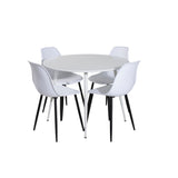 Kulatý stůl Plaza 100 cm - Bílá deska / Bílé nohy + Polar Plastová jídelní židle - Černé nohy / Bílá Plast_4