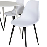 Kulatý stůl Plaza 100 cm - Bílá deska / Bílé nohy + Polar Plastová jídelní židle - Černé nohy / Bílá Plast_4