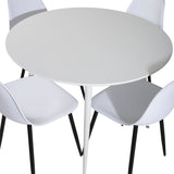 Kulatý stůl Plaza 100 cm - Bílá deska / Bílé nohy + Polar Plastová jídelní židle - Černé nohy / Bílá Plast_4