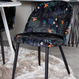 Plaza Kulatý stůl 100 cm - Bílá deska / Bílé nohy + Sametová jídelní židle - Black Flower fabric_4