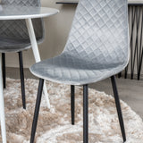 Kulatý stůl Plaza 100 cm - Bílá deska / Bílé nohy + Polar Diamond Jídelní židle - Černé nohy - Šedá Velvet_4