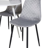 Kulatý stůl Plaza 100 cm - Bílá deska / Bílé nohy + Polar Diamond Jídelní židle - Černé nohy - Šedá Velvet_4
