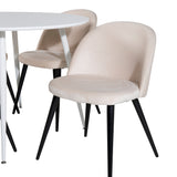 Kulatý stůl Plaza 100 cm - bílá deska / bílé nohy + sametová jídelní židle - béžová / černá_4