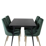 Prodlužovací stůl Silar – černý melamin / černé nohy+velvetová luxusní jídelní židle – zelená / mosaz_4