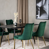 Prodlužovací stůl Silar – černý melamin / černé nohy+velvetová luxusní jídelní židle – zelená / mosaz_4