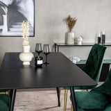 Prodlužovací stůl Silar – černý melamin / černé nohy+velvetová luxusní jídelní židle – zelená / mosaz_4