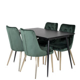 Prodlužovací stůl Silar – černý melamin / černé nohy+velvetová luxusní jídelní židle – zelená / mosaz_4