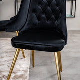 Prodlužovací stůl Silar – černý melamin / černé nohy+velvetová luxusní jídelní židle – černá / mosaz_4