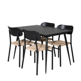 Prodlužovací stůl Silar - černý melamin / černé nohy + jídelní židle Polly - černá / přírodní _4