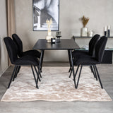 Prodlužovací stůl Silar – černý melamin/černé nohy+jídelní židle Gemma – černé nohy – černá látka_4