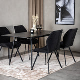 Prodlužovací stůl Silar – černý melamin/černé nohy+jídelní židle Gemma – černé nohy – černá látka_4