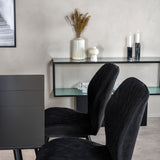 Prodlužovací stůl Silar – černý melamin/černé nohy+jídelní židle Gemma – černé nohy – černá látka_4