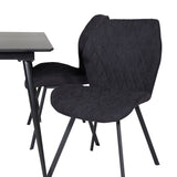 Prodlužovací stůl Silar – černý melamin/černé nohy+jídelní židle Gemma – černé nohy – černá látka_4