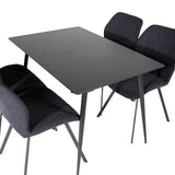 Prodlužovací stůl Silar – černý melamin/černé nohy+jídelní židle Gemma – černé nohy – černá látka_4