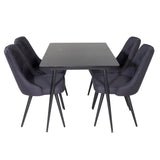Prodlužovací stůl Silar – černý melamin/černé nohy+velvetová luxusní jídelní židle – černé nohy – černá látka_4