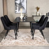 Prodlužovací stůl Silar – černý melamin/černé nohy+velvetová luxusní jídelní židle – černé nohy – černá látka_4