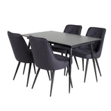 Prodlužovací stůl Silar – černý melamin/černé nohy+velvetová luxusní jídelní židle – černé nohy – černá látka_4