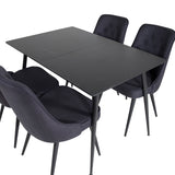 Prodlužovací stůl Silar – černý melamin/černé nohy+velvetová luxusní jídelní židle – černé nohy – černá látka_4