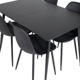 Prodlužovací stůl Silar – černý melamin/černé nohy+polární plastová jídelní židle – černé nohy/černý plast_4