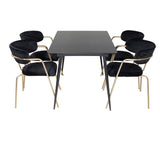 Prodlužovací stůl Silar - černý melamin / křeslo Black Legs+Arrow - Mosazné nohy - Black Velvet_4