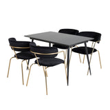 Prodlužovací stůl Silar - černý melamin / křeslo Black Legs+Arrow - Mosazné nohy - Black Velvet_4