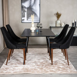 Prodlužovací stůl Silar - černý melamin / černé nohy+jídelní židle Leone - nohy z ořechového dřeva - černá látka_4