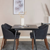 Prodlužovací stůl Silar – černý melamin/černé nohy+oblouková jídelní židle – ořechové nohy – černá látka_4