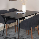 Prodlužovací stůl Silar – černý melamin/černé nohy+oblouková jídelní židle – ořechové nohy – černá látka_4