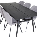 Elegantní roztahovací černá kartáčovaná – 195*95+jídelní židle Gemma – černé nohy – šedá látka_6