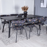 Elegantní rozšiřitelné černé kartáčované - 195*95 + křeslo Arrow - černé nohy - černý květ s potiskem Fabric_6