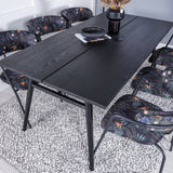 Elegantní rozšiřitelné černé kartáčované - 195*95 + křeslo Arrow - černé nohy - černý květ s potiskem Fabric_6