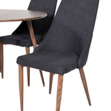 Plaza Kulatý stůl 100 cm - Ořechová deska - Ořechové nohy+Jídelní židle Leon - Ořechové nohy - Černá Fabric_4